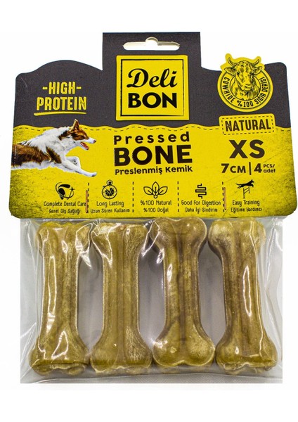 Hsyn Deri Köpek Çiğneti Pres Kemik 4X7CM Natural Akdenizpos Yeni