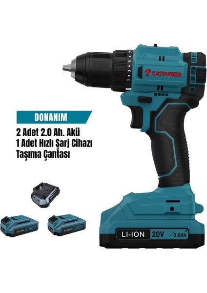 Hsyn Cat Power 4213 Akülü Vidalama 2,0 Ah Çift Akülü Akdenizpos Yeni
