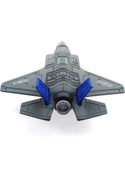 Çek Bırak Metal F-35 Benzeri Gri Savaş Uçağı Sesli Işıklı