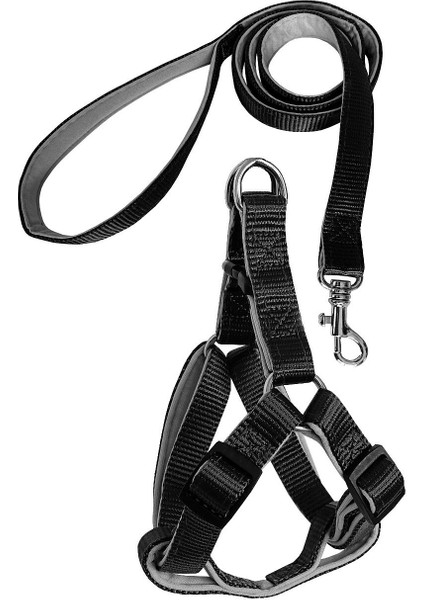 Hsyn Gezdirme Kayışlı Dokuma Köpek Göğüs Tasma Seti 52*73-110 cm Siyah Akdenizpos Yeni