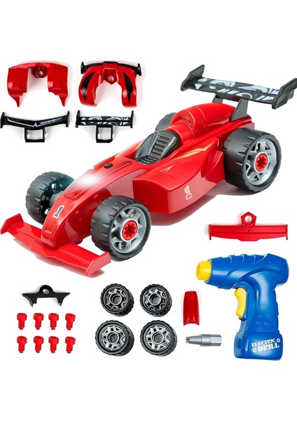 4ı Oyuncak Matkaplı Formula F1 Araba Modifiye Seti Sesli Işıklı Sök Tak