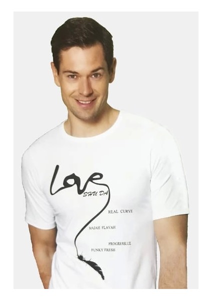 Hsyn Erkek Love Baskılı T Shirt 1037 Akdenizpos Yeni