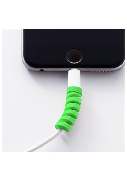 4lü Apple, Android Şaj Kablosu Koruyucu Silikon Spiral Yay Aparat