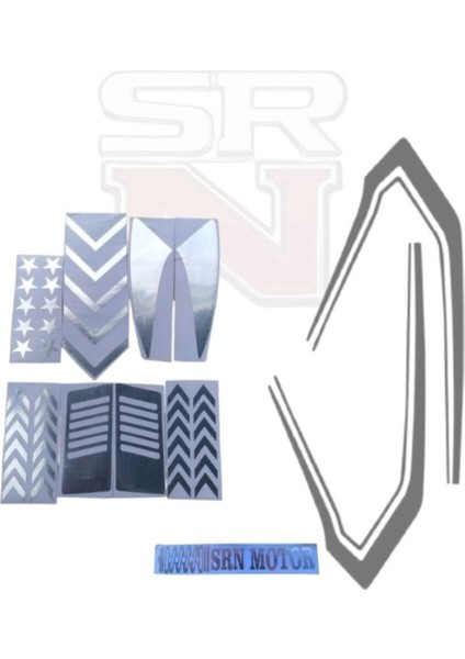 Cg Çita Depo Şeridi Yan Kapak Çamurluk Sakal Komple Sticker Seti Nikel Srn