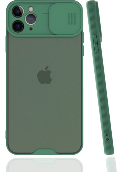 Apple iPhone 11 Pro Max Kılıf Platin Kamera Koruma Silikon - Yeşil Zrnet