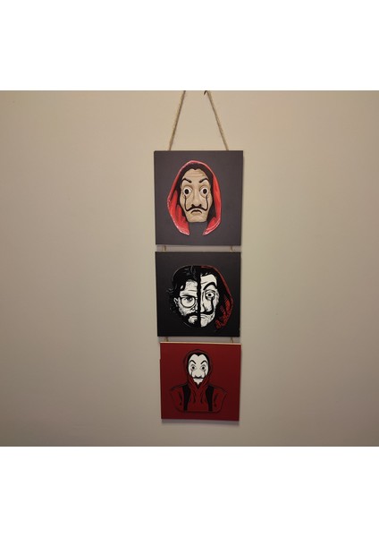 La Casa De Papel Tablo Dekoratif Mdf Tablo 3 Parça İpli