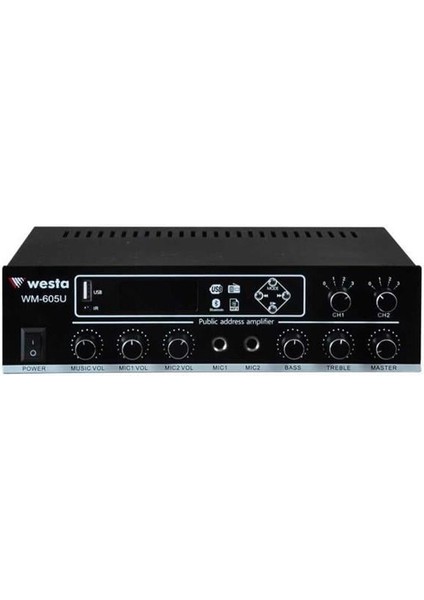 Hsyn WM-605U Usb-Bluetooth 2 Bölgeli 2 Mikrofon Girişli 100 Watt Trafolu Anfi Akdenizpos Yeni