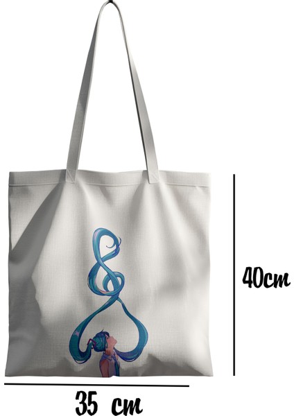 Project Sekai Hatsune Miku Uzun Saçlı Bez Çanta 35X40CM - Anime Çanta - Tote Bag