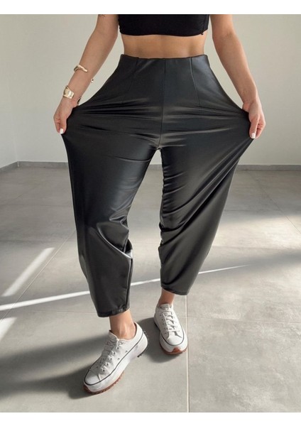 Grip&hug Kadın Deri Kumaş Şardolu Balon Pantolon