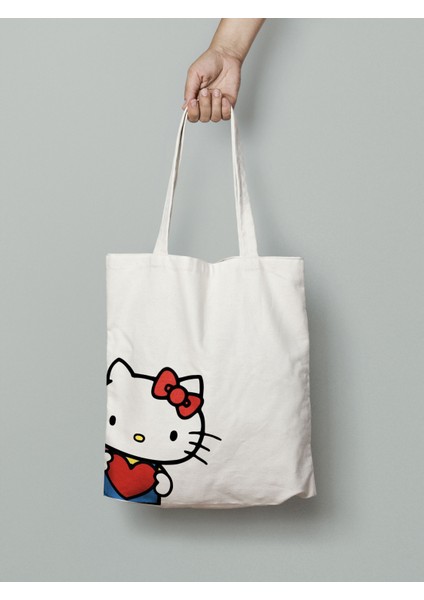 Sanrio Kalpli Hello Kitty Baskılı Bez Çanta 35X40CM - Anime Çanta - Tote Bag