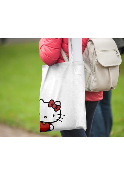 Sanrio Kalpli Hello Kitty Baskılı Bez Çanta 35X40CM - Anime Çanta - Tote Bag modelleri