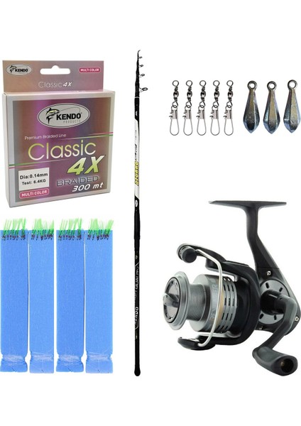 Yekoutdoor Surf Olta Seti Kendo Azurro Surf 420CM 250 gr Teleskopik Olta Kamışı&okuma Revenger Rv-55 Fd Olta Makinesi