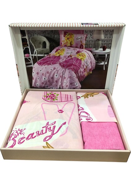 Golden Home Ranforce Pembe Kız Çocuk Tek Kişilik Nevresim Takımı Beauty