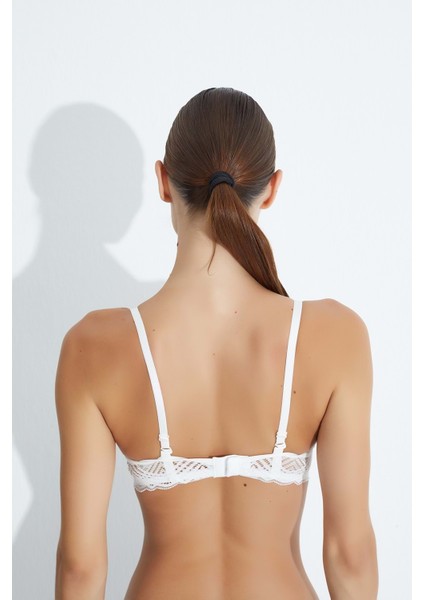 3041 Yağmur Desen Kol Dantelli Push-Up Destekli Sütyen - Bordo - 85