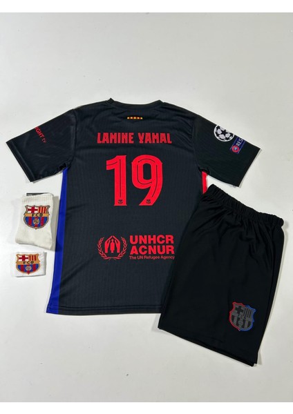 Barceloa 2024/25 Yeni Sezon Lamine Yamal Deplasman Çocuk Forması (Black Armalı)
