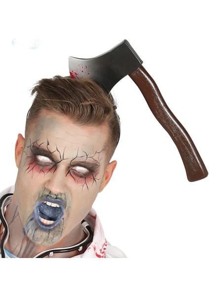 Kafaya Saplanmış Halloween Kanlı Balta Şaka Tacı