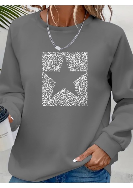 Grip&hug Kadın Uzun Kollu Bisiklet Yaka Desenli Viskon Iki Iplik Bluz