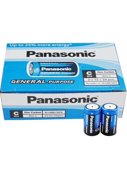 Hsyn Panasonic R14BE/2PS Manganez Orta C Boy 24 Lü Pi̇l Paket Fi̇yati (4172) Akdenizpos Yeni