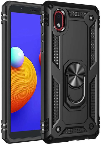 Samsung Galaxy A01 Core Kılıf Sofya Yüzüklü Silikon Kapak - Siyah Zrnet