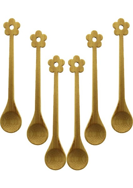 Hsyn 6 Pcs Mi̇ni̇ Bambu Ahşap Kaşik 14.5cm (4172) Akdenizpos Yeni