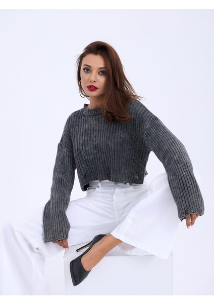 Grip&hug 43191 Triko Crop Kazak-Siyah