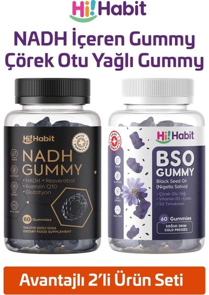 Nadh ve Çörek Otu Yağı İçeren Gummy – Q10, B12, D3 ve Çinko Takviyeli Vegan Gummies 2 x 60 Adet