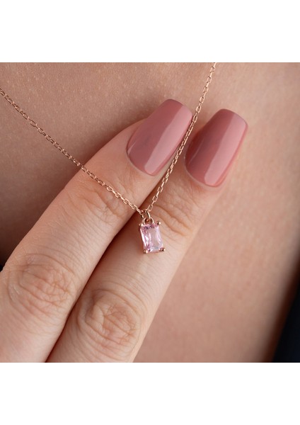 925 Ayar Gümüş Pembe Baget Kolye fiyatları