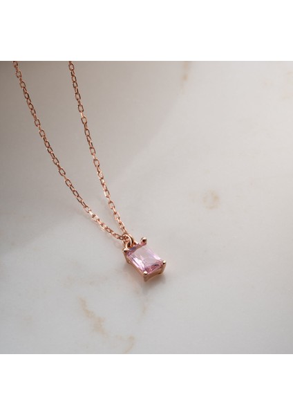 925 Ayar Gümüş Pembe Baget Kolye modelleri
