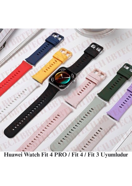 Huawei Watch Fit 3 / Fit 4 / Fit 4 Pro Tokalı Esnek Zarif Silikon Kordon Ayarlanabilir Sportif Kayış