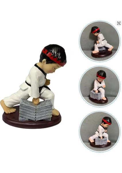 As Shown, 9.5X6CM Süs Dekorasyon Çocuk Tekvando Heykel