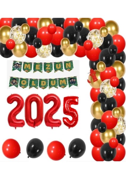 Mezun Oldum Mezuniyet Süsleme Balon Zinciri 2025