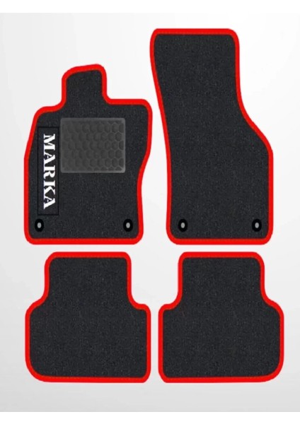 Subaru Impreza 2007-2011 Siyah Halı Kırmızı Kenar Petek Topuk