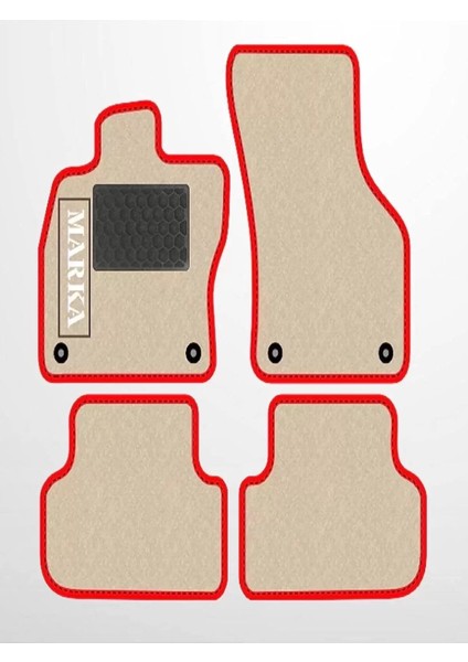 Toyota Yaris 2000 - 2005 Bej Halı Kırmızı Kenar Petek Topuk
