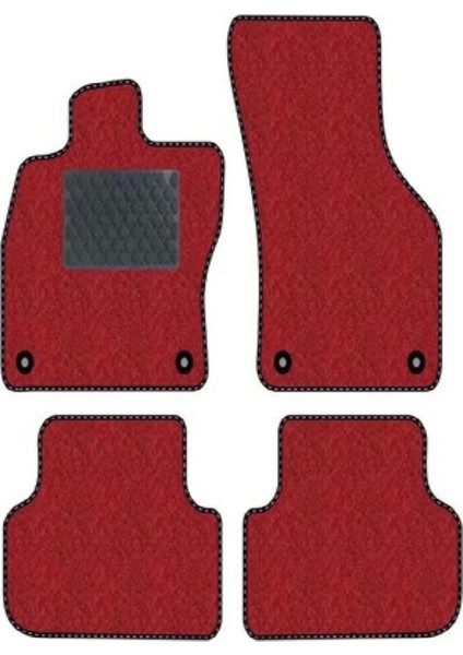 Renault Clio-2 1998 - 2004 Kırmızı Halı Siyah Kenar Petek Topuk