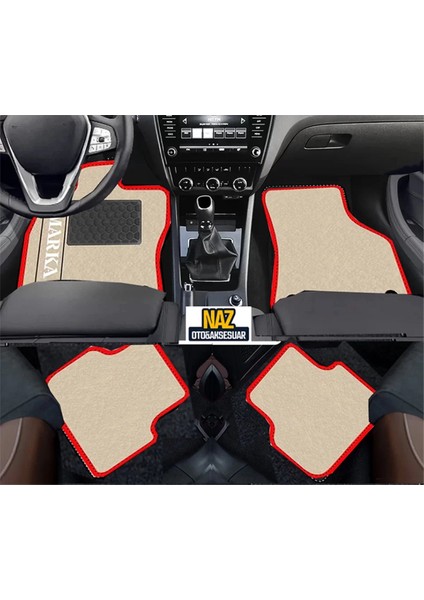 Opel Corsa C 2005-2007 Bej Halı Kırmızı Kenar Petek Topuk
