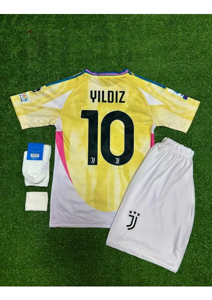 Juventus 2024/25 Yeni Sezon Kenan Yıldız Deplasman Çocuk Forması (Sarı