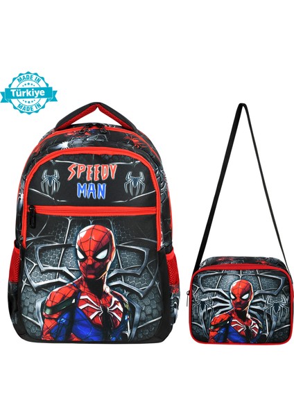 Speedy Man Desenli Ilkokul Çantası Beslenme Çantalı 25207 fiyatları
