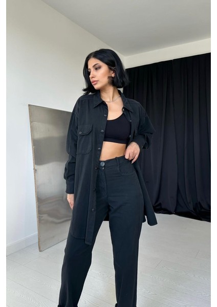 Grip&hug Siyah Gömlek ve Çıtçıtlı Pantolon Takım