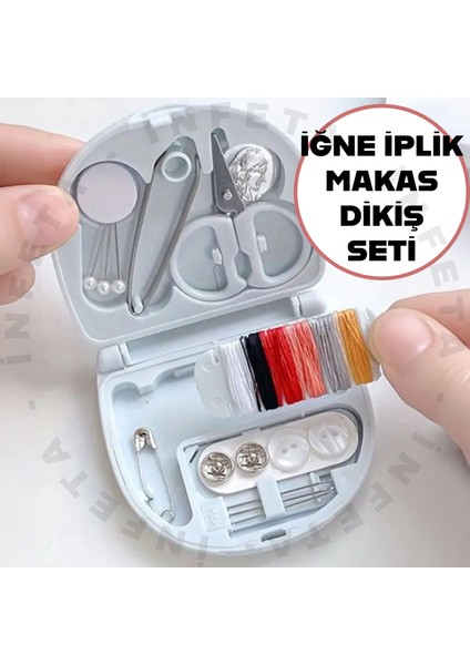 Çantalı Mini Çok Fonksiyonlu Iğne Iplik Düğme Dikiş Makas Seti