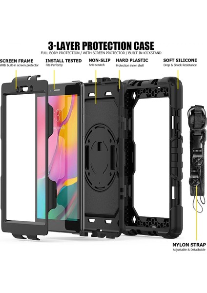 Samsung Galaxy T290 Tab A 8 Kılıf Pars Tablet Kapak - Siyah Zrnet
