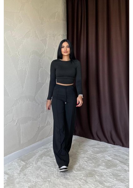 Grip&hug Siyah Bel Büzgülü Pantolon