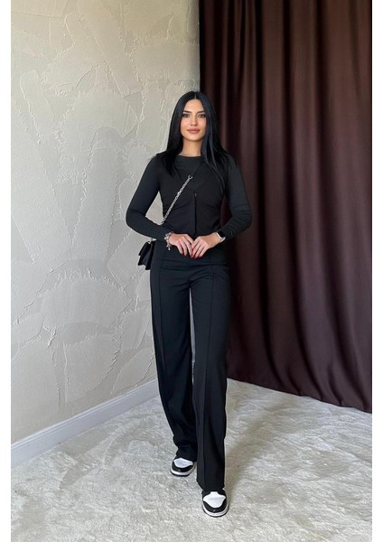 Grip&hug Siyah Bel Büzgülü Pantolon