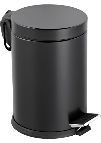 Paslanmaz Banyo Çöp Kovası Pedallı Mutfak Çöp Kovası Siyah 8 Lt