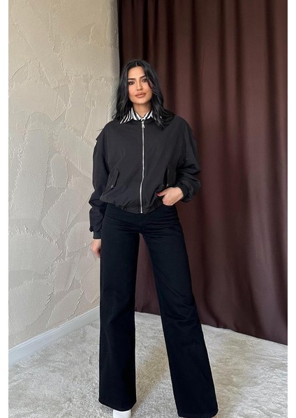 Grip&hug Siyah Parçalı Bomber Ceket