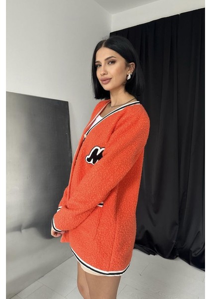 Grip&hug Oranj Şeritli Bukle Hırka
