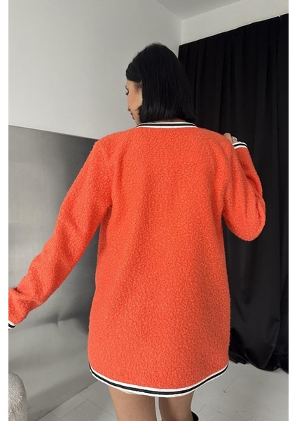 Grip&hug Oranj Şeritli Bukle Hırka