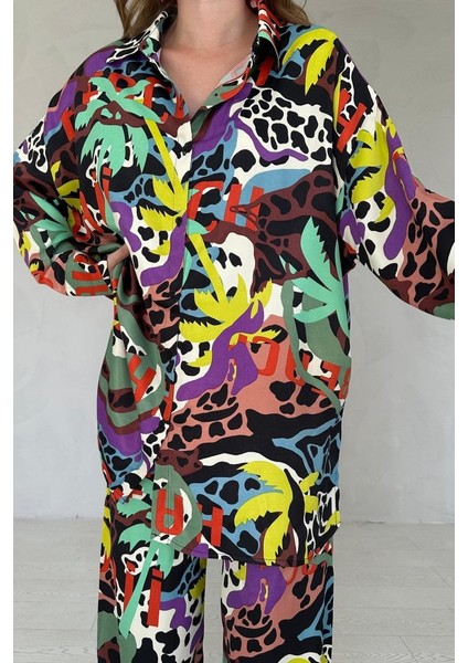 Grip&hug Kahverengi Dijital Desenli Gömlek ve Pantolon Takım