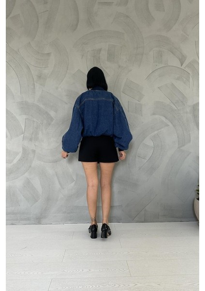 Grip&hug Mavi Kot Bomber Ceket