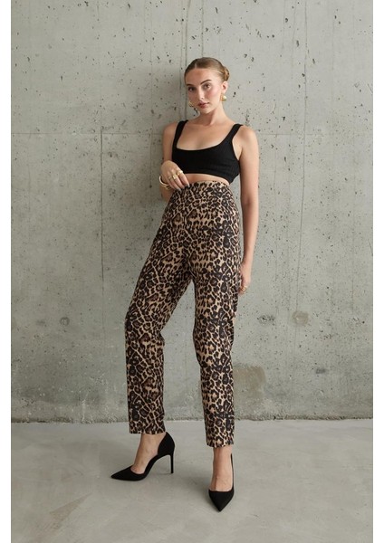 Grip&hug Leopar Desenli Kumaş Pantolon