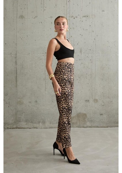Grip&hug Leopar Desenli Kumaş Pantolon